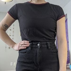 🥝2 for $10 Harlow tight black high necked tee